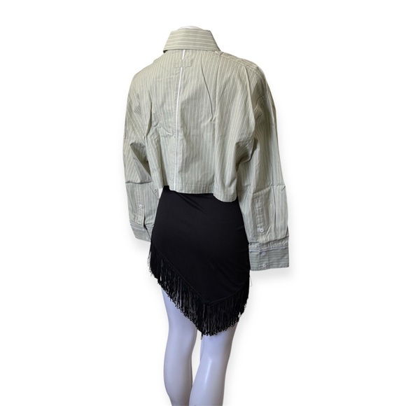 Zara Sage Green Striped Shirt - Picture 6 of 14